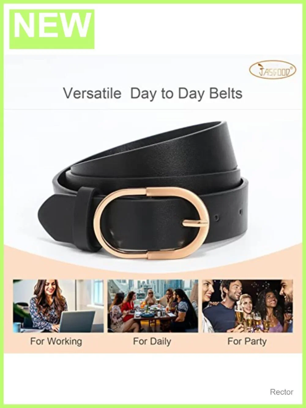 Women's PU Leather Belt with Gold Buckle, Stylish Waist Belt for Jeans & Dresses